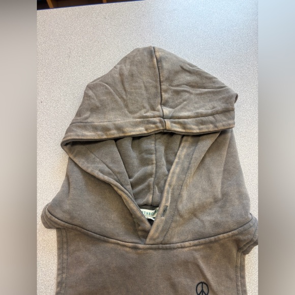 Earthbound Distressed Ombré Cropped Hoodie Boho bohemian peace sign small - Picture 5 of 7